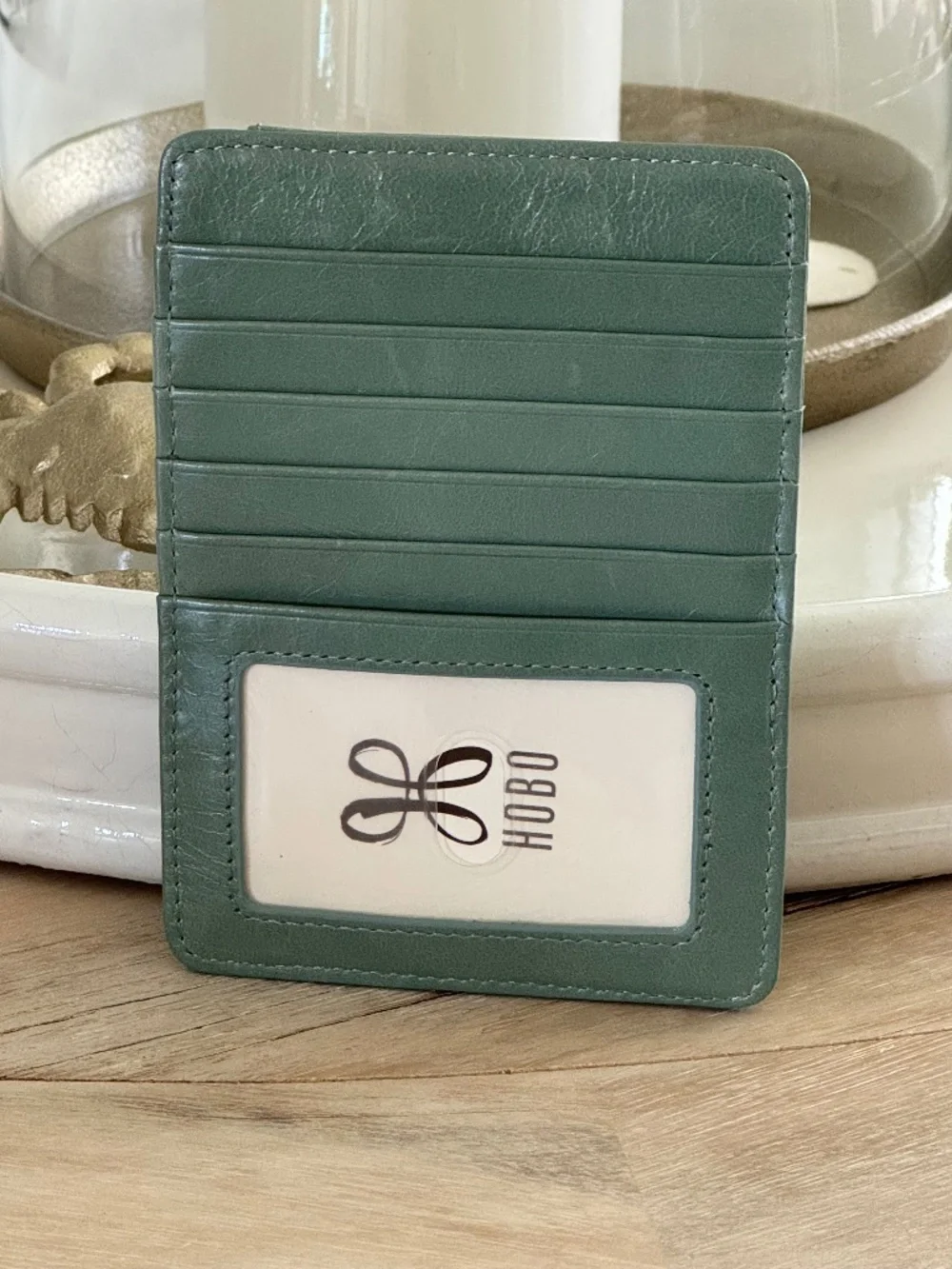 HOBO Euro Slide Card Case/wallet & Passport Case: Leather Fall Color Jade NWT